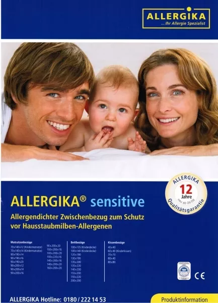 Allergika Sensitive Matratzenbezug 90x190x14cm Allergiker Bettwäsche Encasing