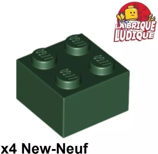 Lego 4x Brique Brick 2x2 vert foncé/dark green 3003 NEUF