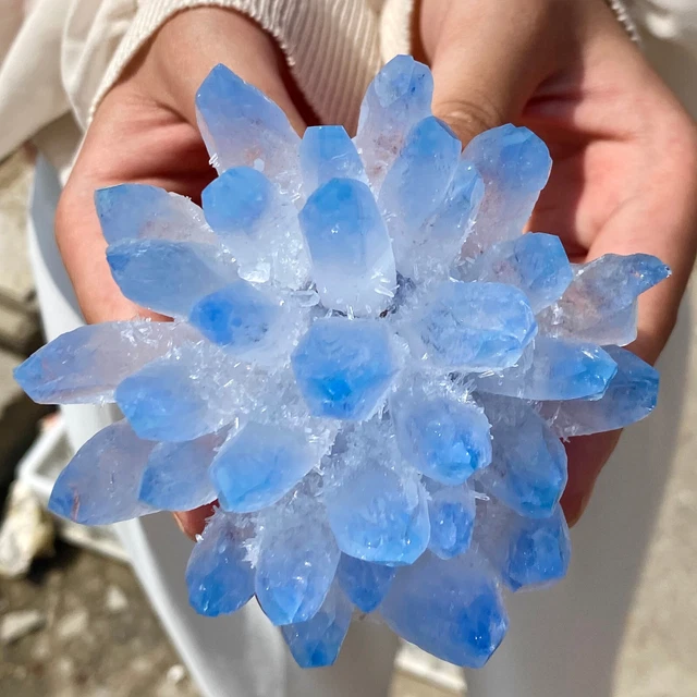 428G New Find BLUE Phantom Quartz Crystal Cluster Mineral Specimen Healing 3