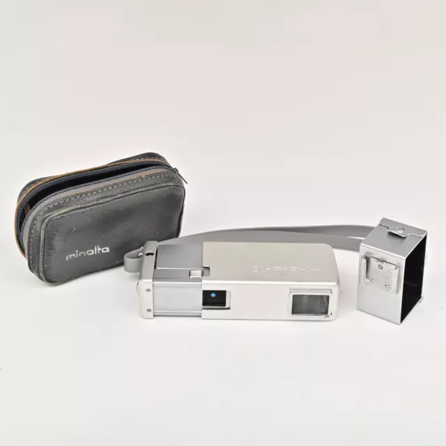 VTG Minolta 16 II Sub Miniature 16mm Spy Camera ROKOR f/2.8 Lens W/ Case & Clamp