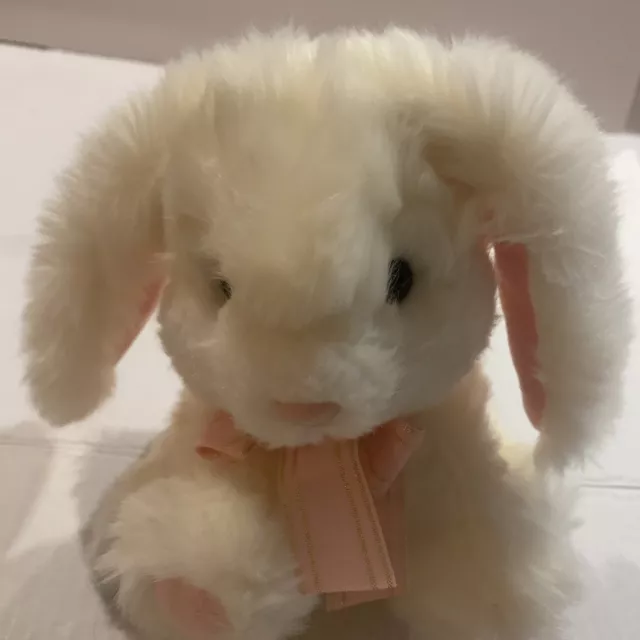 karet By Russ Super Soft Fluffy Floppy Ear Rabbit Bunny Pink Bow 8” Stands