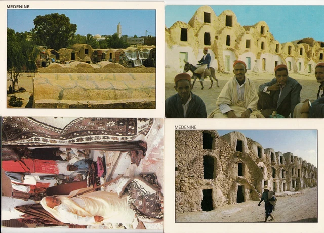 Lot 4 cartes postales anciennes TUNISIE TUNISIA MEDENINE