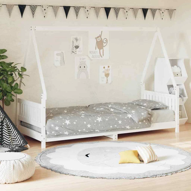 Giroletto per Bambini Bianco 80x200cm in Legno Massello di Pino vidaXL