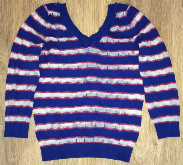 PINKO womens Blue Striped Sweater Jumper size S