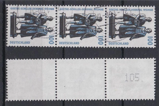 Bund 1934 RM 3er Streifen mit neuer ungerader Nummer SWK 100 Pf gestempelt /1
