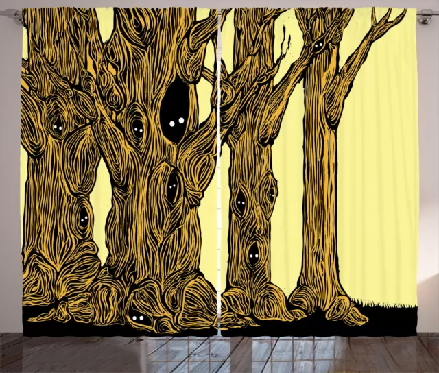 Dark Forest Curtains Grove Spooky Trees Eyes