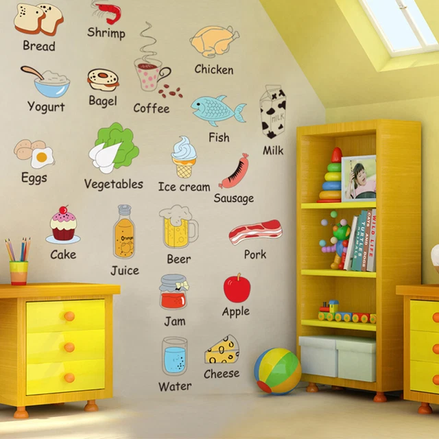 2 PIEZAS Pegatinas Frigorífico Papel Infancia Educación Pared Calcomanías