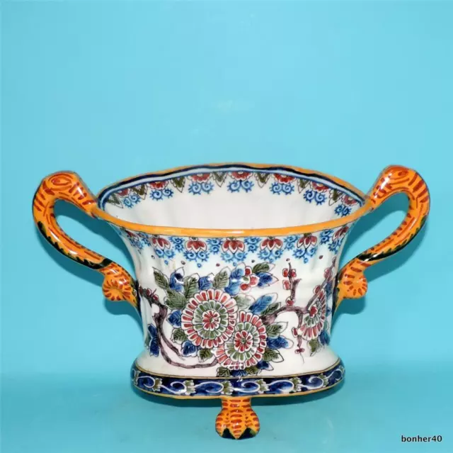 Polychrome Dutch Makkum Holland Delft Frisian Vase Pot Dutch Scenery Folk Art