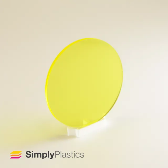 Perspex® Laser Cut Yellow 2202 Tinted Cast Acrylic Plastic Disc Circle