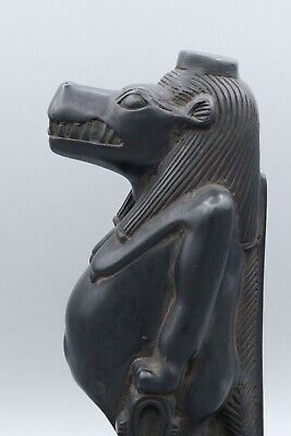 Ancient Egyptian Statue of Taweret Hippos Goddess of Childbirth Black 3