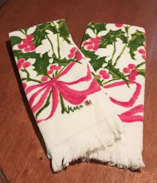 Vintage Christmas Quality Thick Hand Towels, Set of 2-Excellent Condition, Holly
