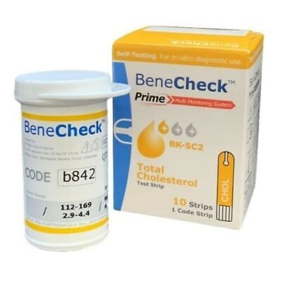 Benecheck Prime tiras de prueba de colesterol contiene 1 Box @ 10 Tiras Venc 10/2023
