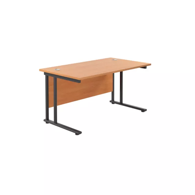 Jemini Rectangular Double Upright Cantilever Desk 1200x800x730mm Beech/Black KF8