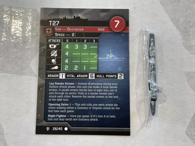 T27 Axis & Allies War At Sea Flank Speed #15/40 T 27 Common German Destroyer