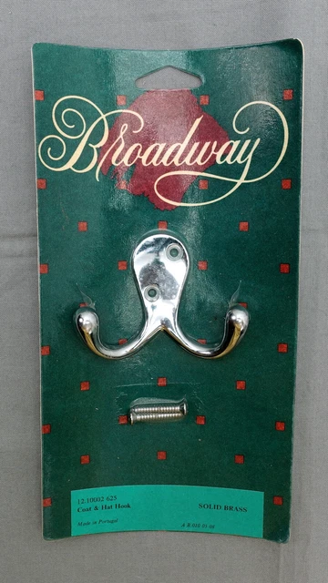 Broadway Collection Brass Coat Hooks Polished Chrome NEW Old Stock 2