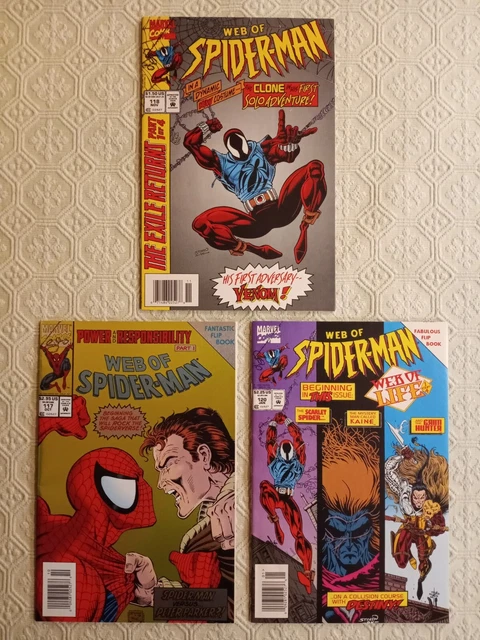 Web of Spider-Man 118 117 120 NEWSSTAND lot 1st Scarlet Spider 1994 Marvel HTF