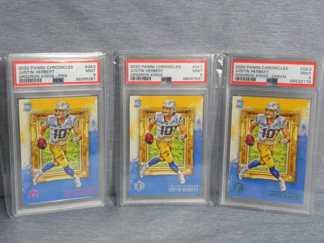 Justin Herbert Rookie 2020 Panini Chronicles Gridiron Kings Gk-3 Psa-9 (3-Cards)