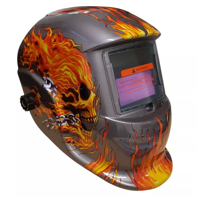 Solar Powered Auto Darkening Welder Welding Helmet Grinding Full Face Skull Mask