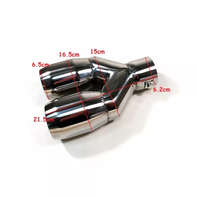 Stainless Steel Twin  Round Chrome Car Exhaust Tail Pipe Trim/Muffler Tip 2.6" 3