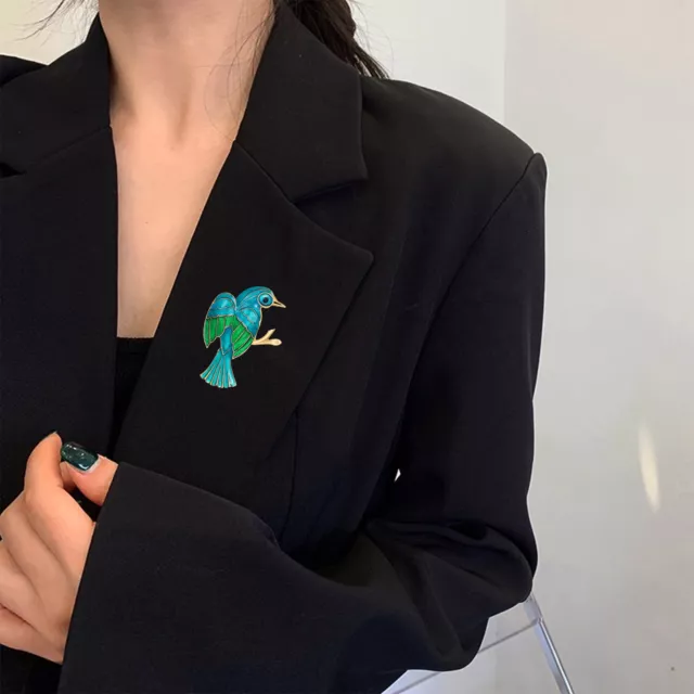 Suit Lapel Brooch Pin Anti-oxidation Elegant Bird Shape for Shawl Scarf Enamel