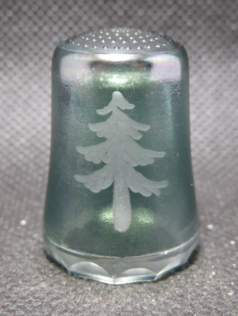 Ullman Crystal Glass Germany Thimble - Christmas Tree - Green