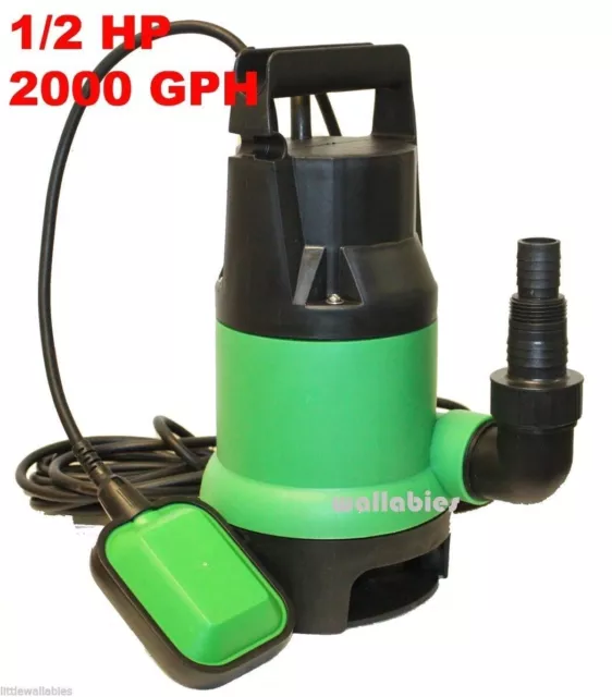 New 1/2HP 2000GPH Submersible Dirty Clean Water Pump Flooding Pond Swimming Pool