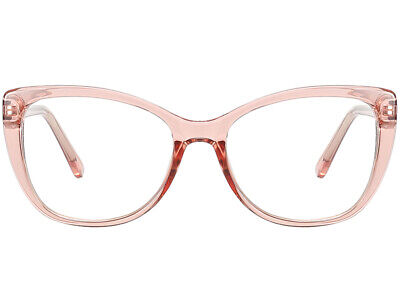 Large Wide Cateye Frame Light Plastic Damen Brille Cat Glasses Translucent Pink