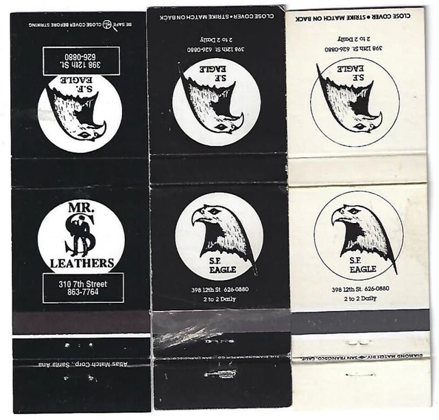 3 Gar Bar Matchbooks S.F. Eagle - Mr. S Leathers San Francisco, CA