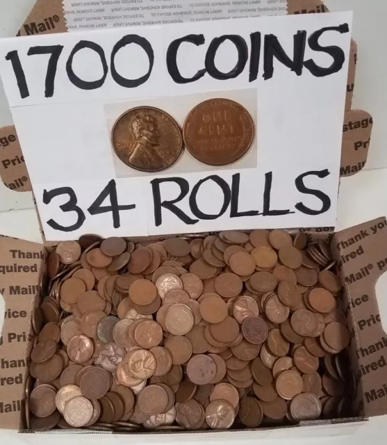 13216 Lot 11+ Lbs Wheat Pennies Lincoln Cents U.s. Coins 1950-1958 65+ Years Old