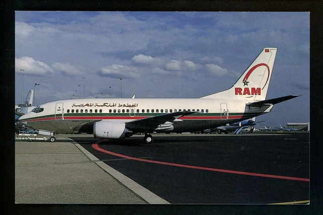 Aviation airplane chrome postcard Royal Air Maroc Airlines Boeing 737-53A