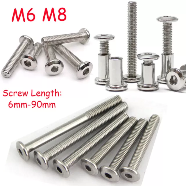 M6 M8 Stainless Steel Allen Flat Screw Joint Round Head Bolt Sleeve Furniture