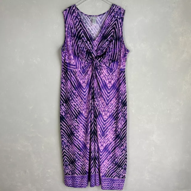 Catherines plus size 3X 26/28W sleeveless knit maxi dress purple twist front