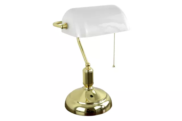 Lampada da Tavolo Scrivania Ministeriale Bianca Churchill Vintage E27 Oro Lucido