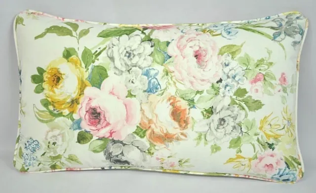 Self Corded Pillow made w Ralph Lauren Home Lake White Floral Rose Fabric 20x12