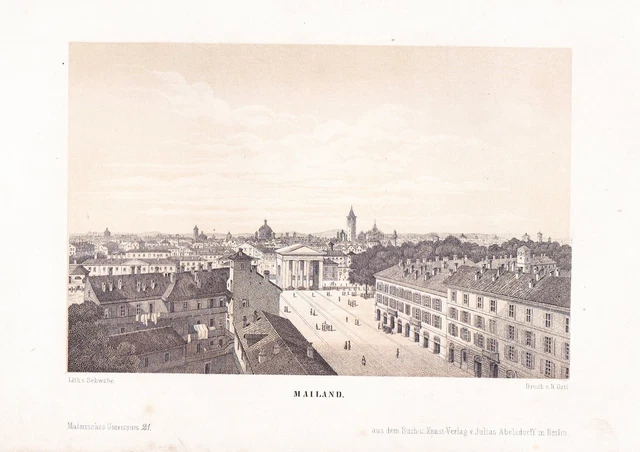 Mailand Milano Italia Italta Aspecto Litografía Litio Osti Schwabe 1850
