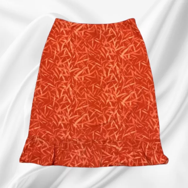 Merona Woman’s Orange Stretchy Elastic Waist Ruffle Skirt Size Small