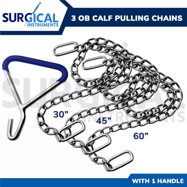 Calf Pulling Puller Chain 30'' 60'' with OB Handle Goat Gripper Dairy  Delivery