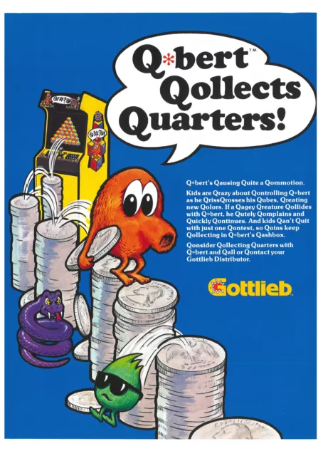 Qbert by Gottlieb Video Arcade Flyer / Brochure / Ad Q*bert - Hard to Find