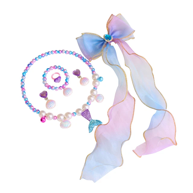 AU STOCK Kids Girls Mermaid Tail Necklace Bracelet Set Birthday Jewellery Gift