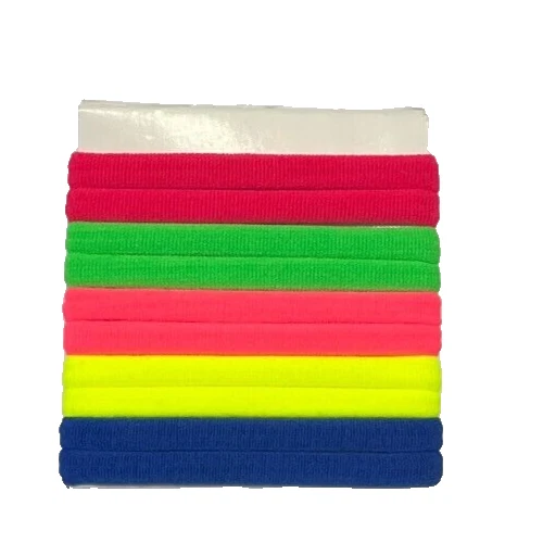 10x Plain Multicolor Soft Stretchy Neon Hair Tie for Women & Kids Rope Ponytail