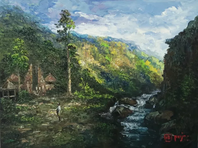 Artist IB PUJA  "Landscape in Bali" Oil paintings Bali SIZE 60X80CM