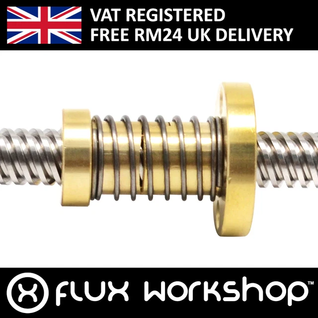 T8 Spring Loaded Anti-Backlash Brass Nut CNC 3D Lead Trapazoidal Flux Workshop