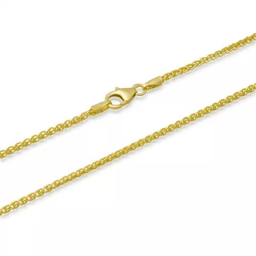 2mm 18K Gold Plated Sterling Silver 925 Italian SPIGA WHEAT Link Chain Necklace