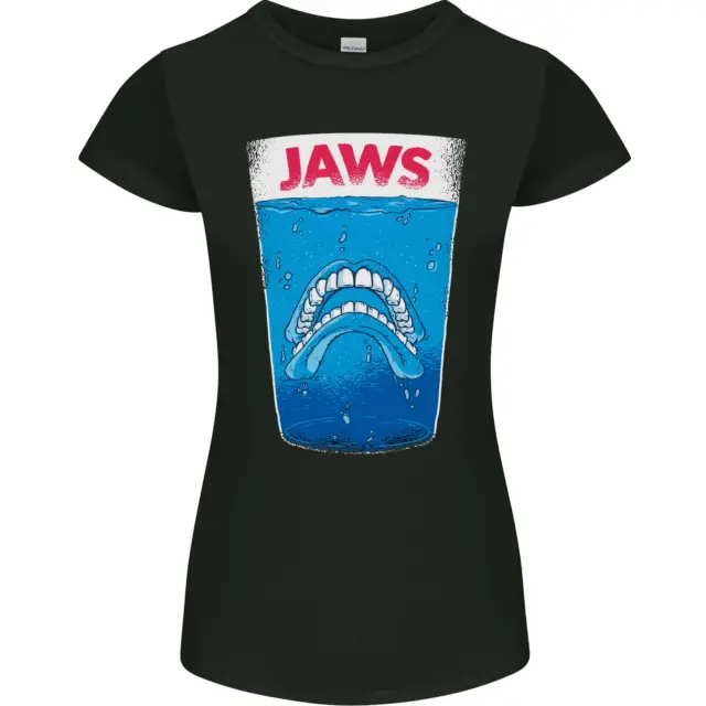 T-shirt donna Jaws Funny parody Dentures denti cranio petite cut