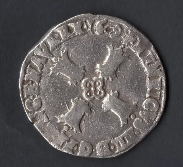 C21 Rare Monnaie Royale : Quart D'ecu De Henri Iv En Argent De 1609 L @ Bayonne