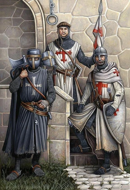 Aimant chevalier templier blanc avec lance (7 cm.) ⚔️ Boutique Épées