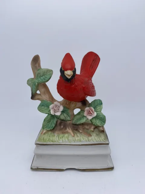 Vintage 6" Towle Porcelain Cardinal Bird Music Box Figurine You Are My Sunshine