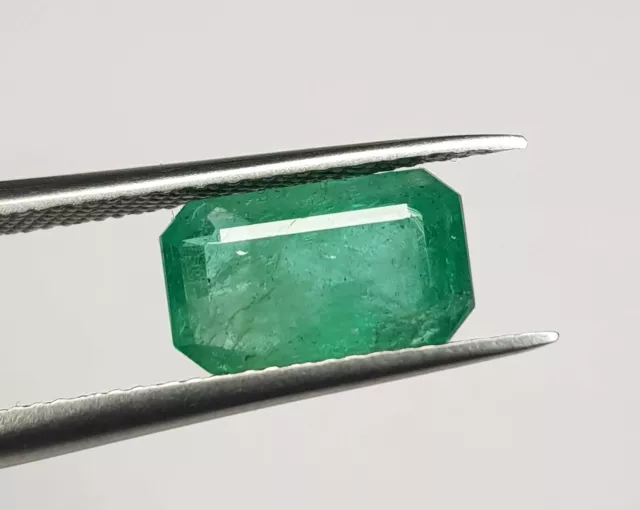 2.02 Ct Natural Emerald Zambian Elongated Cut Rich Green Luster Gemstone Ring