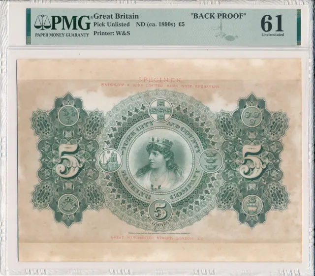 Great Britain  5 Pounds ND(1890s) Bacnk Proof PMG  61