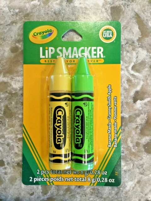 NEW Lip Smacker Crayola Lip Balm Liquid Banana & Apple Fruit Flavored Crayon